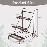 NNECW 3-Tier Metal Ladder Shaped Plant Stand with Wheels & Handle