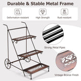 NNECW 3-Tier Metal Ladder Shaped Plant Stand with Wheels & Handle