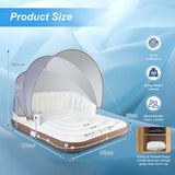 NNECW Inflatable Pool Floating Lounge Chair with 2 Cup Holders Retractable Canopy