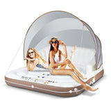 NNECW Inflatable Pool Floating Lounge Chair with 2 Cup Holders Retractable Canopy