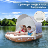 NNECW Inflatable Pool Floating Lounge Chair with 2 Cup Holders Retractable Canopy