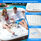 NNECW Inflatable Pool Floating Lounge Chair with 2 Cup Holders Retractable Canopy