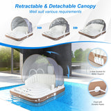 NNECW Inflatable Pool Floating Lounge Chair with 2 Cup Holders Retractable Canopy