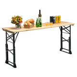 NNECW Patio Folding Picnic Table with Adjustable Heights for Camping/Party/Backyard