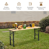 NNECW Patio Folding Picnic Table with Adjustable Heights for Camping/Party/Backyard