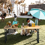 NNECW Patio Folding Picnic Table with Adjustable Heights for Camping/Party/Backyard