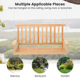 NNECW 2-Seat Patio Swing Bench with 2 Sturdy Hanging Ropes for Backyard/Balcony-Natural