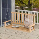 NNECW 2-Seat Patio Swing Bench with 2 Sturdy Hanging Ropes for Backyard/Balcony-Natural