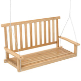NNECW 2-Seat Patio Swing Bench with 2 Sturdy Hanging Ropes for Backyard/Balcony-Natural