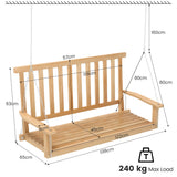 NNECW 2-Seat Patio Swing Bench with 2 Sturdy Hanging Ropes for Backyard/Balcony-Natural