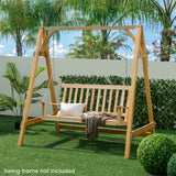 NNECW 2-Seat Patio Swing Bench with 2 Sturdy Hanging Ropes for Backyard/Balcony-Natural