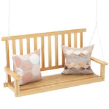 NNECW 2-Seat Patio Swing Bench with 2 Sturdy Hanging Ropes for Backyard/Balcony-Natural