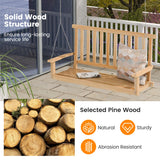 NNECW 2-Seat Patio Swing Bench with 2 Sturdy Hanging Ropes for Backyard/Balcony-Natural