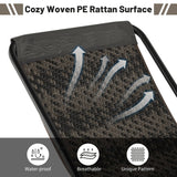 NNECW Outdoor PE Wicker Folding Sling Chair with Armrests and Metal Frame-with Footrest