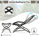 NNECW Outdoor PE Wicker Folding Sling Chair with Armrests and Metal Frame-with Footrest