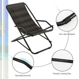 NNECW Outdoor PE Wicker Folding Sling Chair with Armrests and Metal Frame-with Footrest