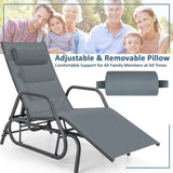 NNECW Outdoor Chaise Lounge Glider Chair with Armrests and Pillow for Poolside