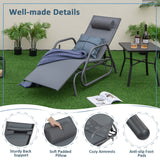 NNECW Outdoor Chaise Lounge Glider Chair with Armrests and Pillow for Poolside