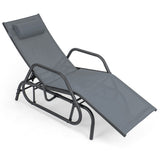 NNECW Outdoor Chaise Lounge Glider Chair with Armrests and Pillow for Poolside