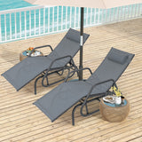 NNECW Outdoor Chaise Lounge Glider Chair with Armrests and Pillow for Poolside