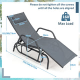 NNECW Outdoor Chaise Lounge Glider Chair with Armrests and Pillow for Poolside
