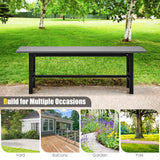 NNECW 120cm 2-Person Outdoor Bench with Slatted Seat-Grey
