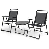 NNECW 3 Piece Patio Folding Conversation Set with Coffee Table for Backyard