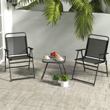 NNECW 3 Piece Patio Folding Conversation Set with Coffee Table for Backyard