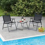 NNECW 3 Piece Patio Folding Conversation Set with Coffee Table for Backyard