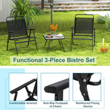 NNECW 3 Piece Patio Folding Conversation Set with Coffee Table for Backyard