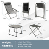 NNECW 5 Piece Patio Sling Chair Set with Ottoman & Coffee Table for Garden