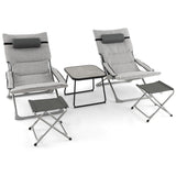 NNECW 5 Piece Patio Sling Chair Set with Ottoman & Coffee Table for Garden