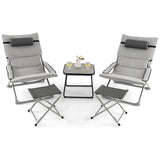 NNECW 5 Piece Patio Sling Chair Set with Ottoman & Coffee Table for Garden