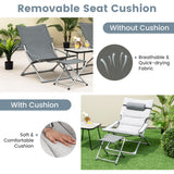 NNECW 5 Piece Patio Sling Chair Set with Ottoman & Coffee Table for Garden