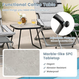 NNECW 5 Piece Patio Sling Chair Set with Ottoman & Coffee Table for Garden