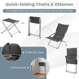 NNECW 5 Piece Patio Sling Chair Set with Ottoman & Coffee Table for Garden