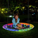 NNECW 100cm Saucer Tree Swing with LED Lights for Kids-Multicolor