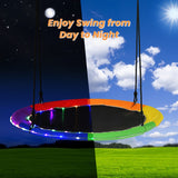 NNECW 100cm Saucer Tree Swing with LED Lights for Kids-Multicolor