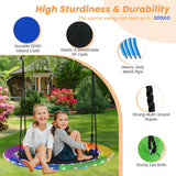 NNECW 100cm Saucer Tree Swing with LED Lights for Kids-Multicolor