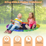 NNECW 100cm Saucer Tree Swing with LED Lights for Kids-Multicolor