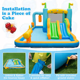 NNECW Inflatable Bounce House with Dual Slides for Kids Aged 3-10 Years (with Blower)