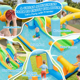 NNECW Inflatable Bounce House with Dual Slides for Kids Aged 3-10 Years (with Blower)