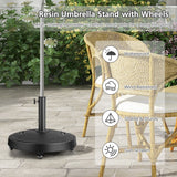 NNECW 52CM Round Table Market Umbrella Stand with Wheels