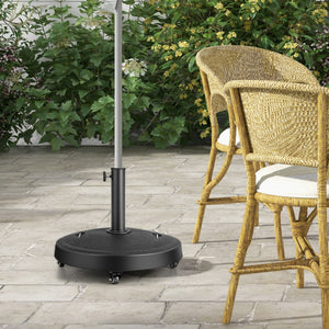 NNECW 52CM Round Table Market Umbrella Stand with Wheels