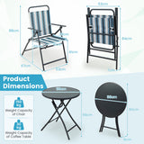 NNECW 3 Piece Outdoor Folding Bistro Set with Folding Table for Outdoor/Indoor Use