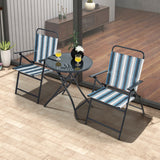NNECW 3 Piece Outdoor Folding Bistro Set with Folding Table for Outdoor/Indoor Use