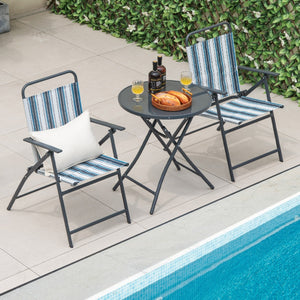 NNECW 3 Piece Outdoor Folding Bistro Set with Folding Table for Outdoor/Indoor Use