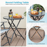 NNECW 3 Piece Outdoor Folding Bistro Set with Folding Table for Outdoor/Indoor Use