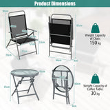 NNECW 3PCS Patio Bistro Set with 2 Foldable Chairs for Yard/ Porch