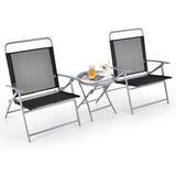 NNECW 3PCS Patio Bistro Set with 2 Foldable Chairs for Yard/ Porch